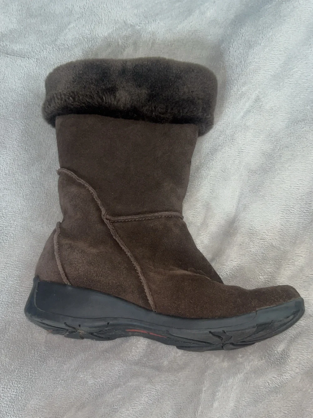 Sporto Women's Brown Suede Fur-Trim Winter Boot